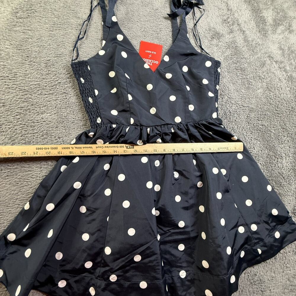 Old Navy S Petite Womens Polka Dot Dress Blue White Tie Shoulder Summer Short - Picture 6 of 7